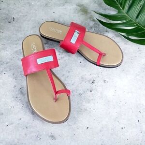 Kenneth Cole New York Red T-Strap Slide Sandals